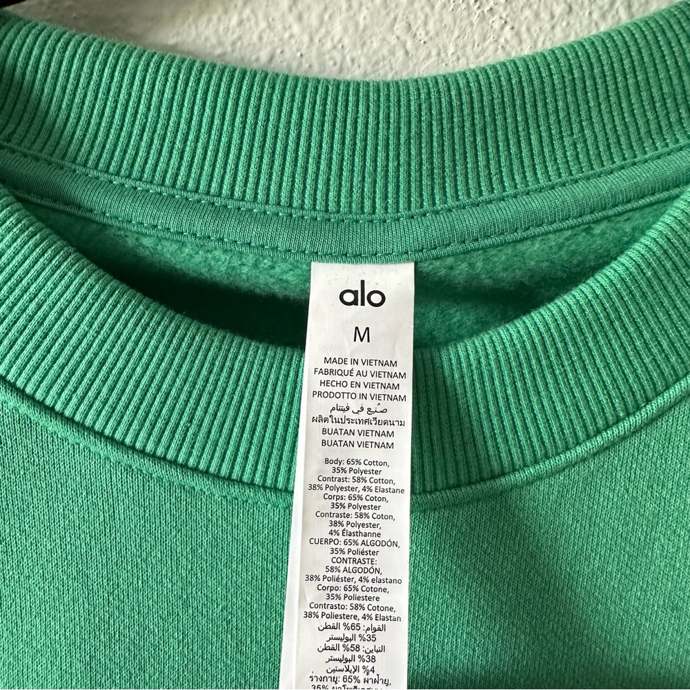 Alo Yoga Crewneck Pullover Size Medium Lettuce Color - Picture 3 of 7